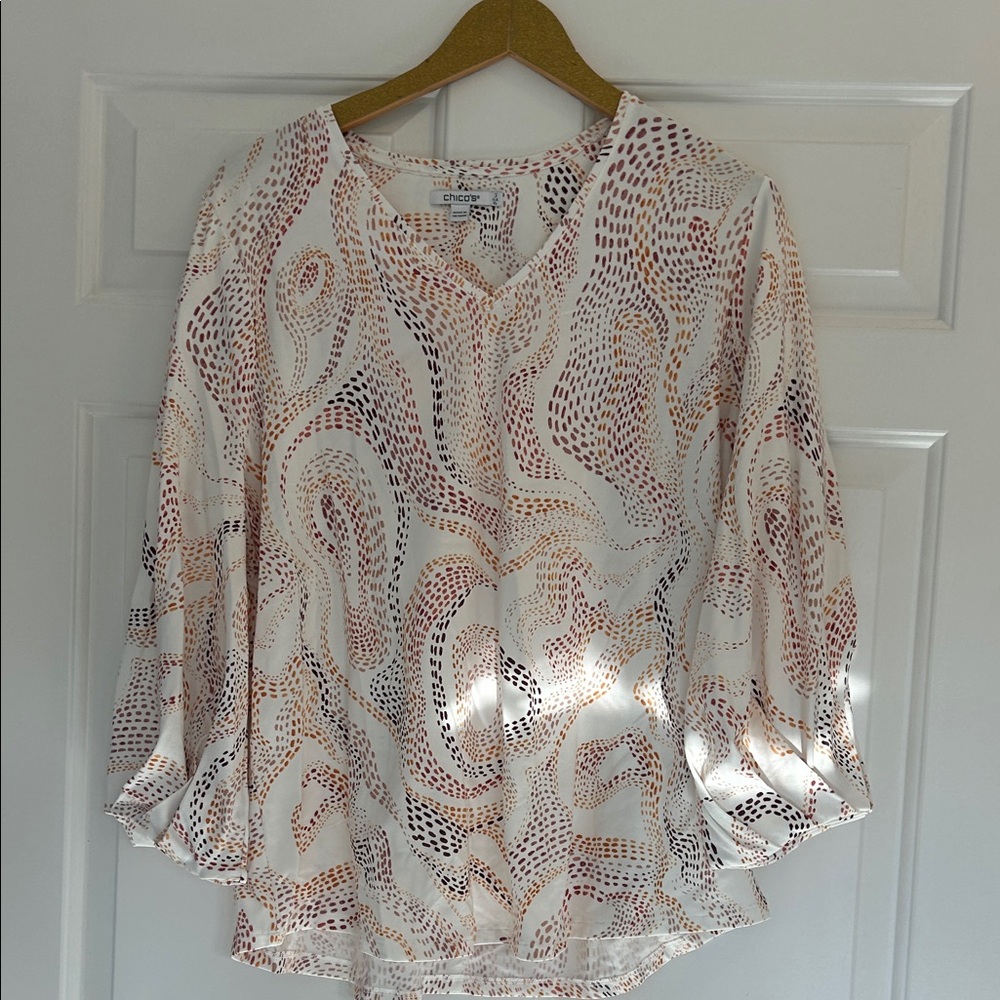 Chico's Elegant White and Orange Blouse